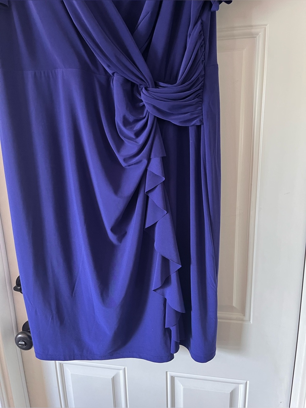Chaps Royal Blue Faux Wrap Dress in Size 20W! Super flattering knot waist! - Picture 8 of 14